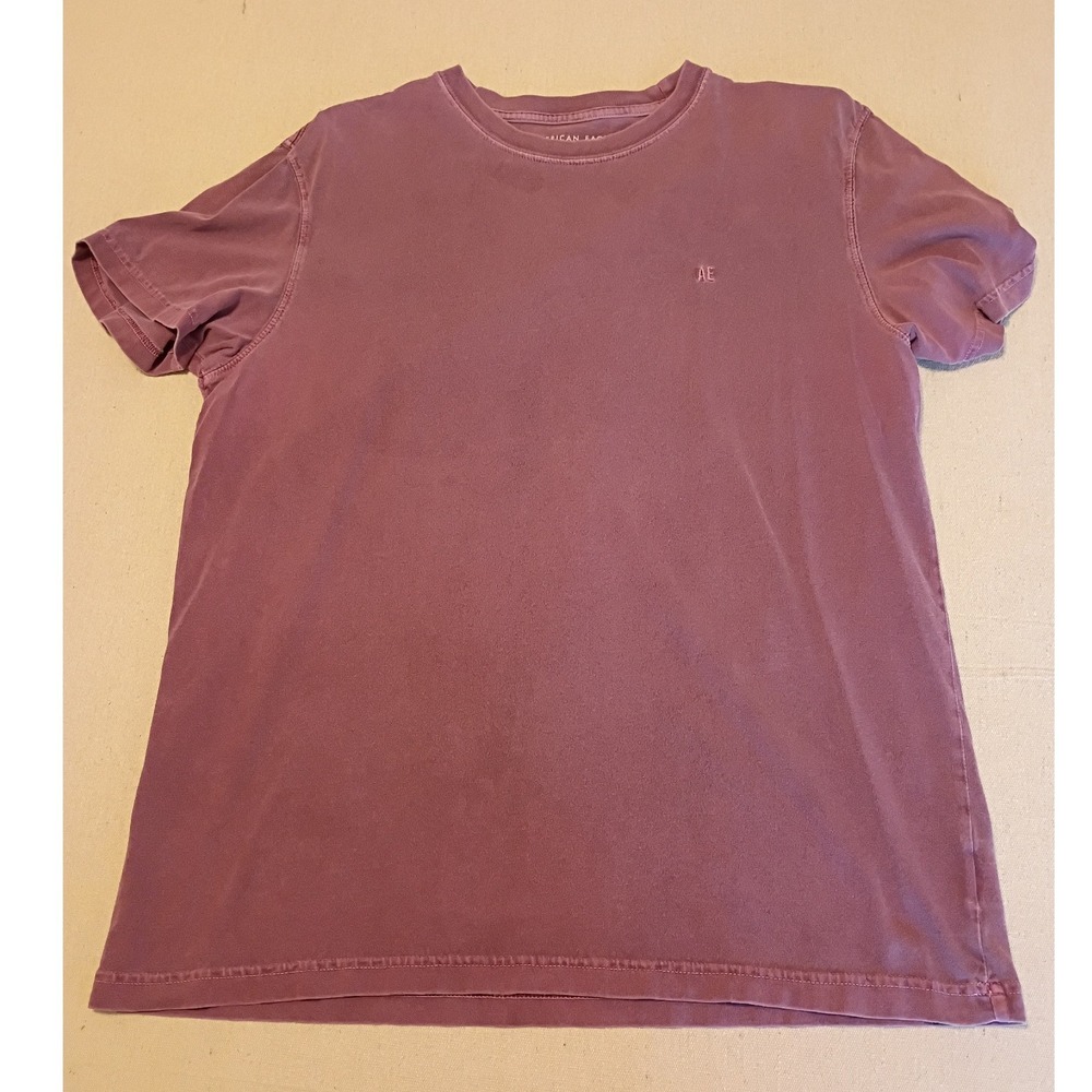 American Eagle Mens Standard Fit Crewneck T-Shirt Logo Burgundy Plum Medium